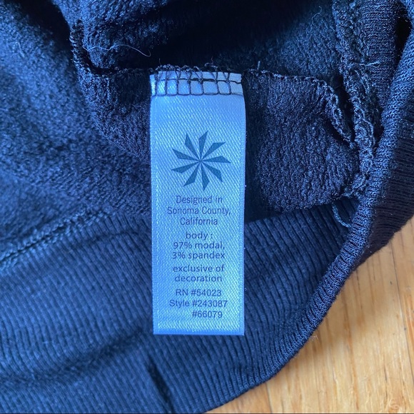 Athleta Black Zip Shoulder Boat Neck Pullover Women's S Modal Blend Sweatshirt - Picture 5 of 10